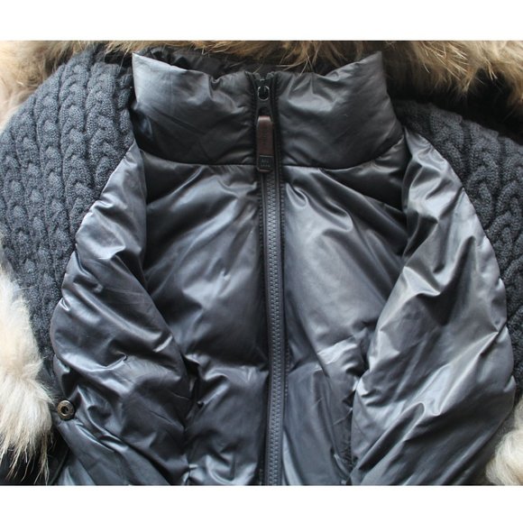 Rudsak Sophie Down Coat with Leather Belt / Small / Grey Black Down - Picture 7 of 16